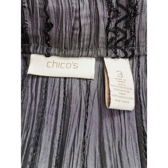 Chico’s Gray Black Blazer Open Front Sz 3 X-Large Women Dressy Black Lace Trim - Picture 3 of 9